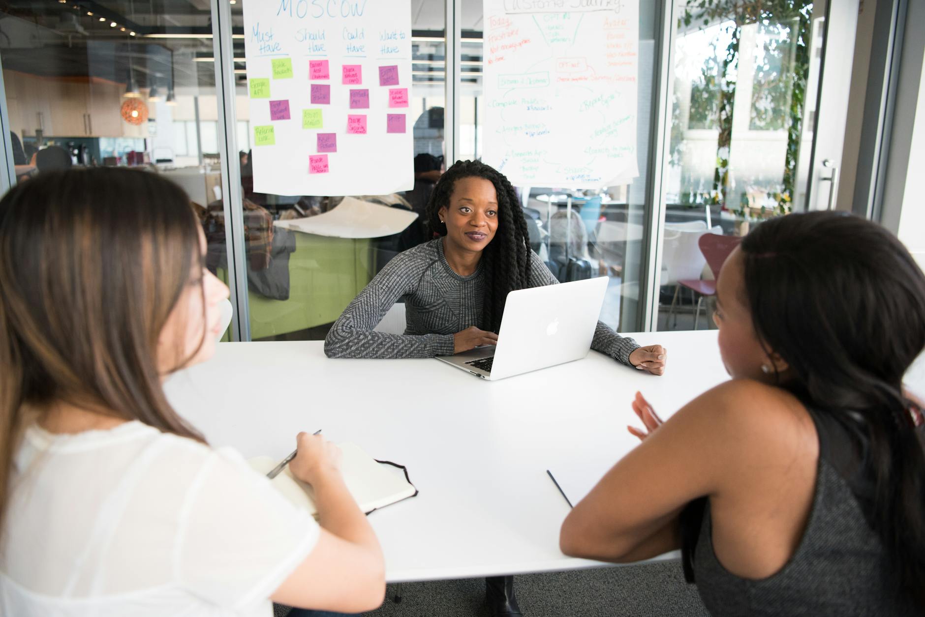 three woman having a meeting